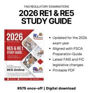2026 RE1 and RE5 Study Guide PDF cover – printable FAIS exam study material from RE5 Online