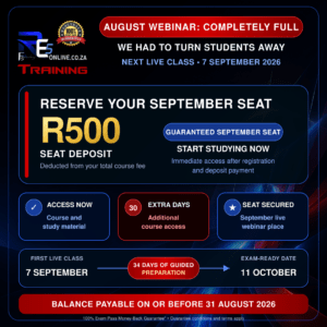 R500 deposit for the September 2026 RE5 and RE1 live webinar