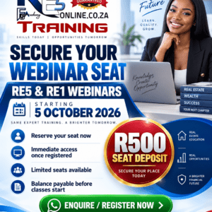 R500 deposit for the October 2026 RE5 and RE1 live webinar