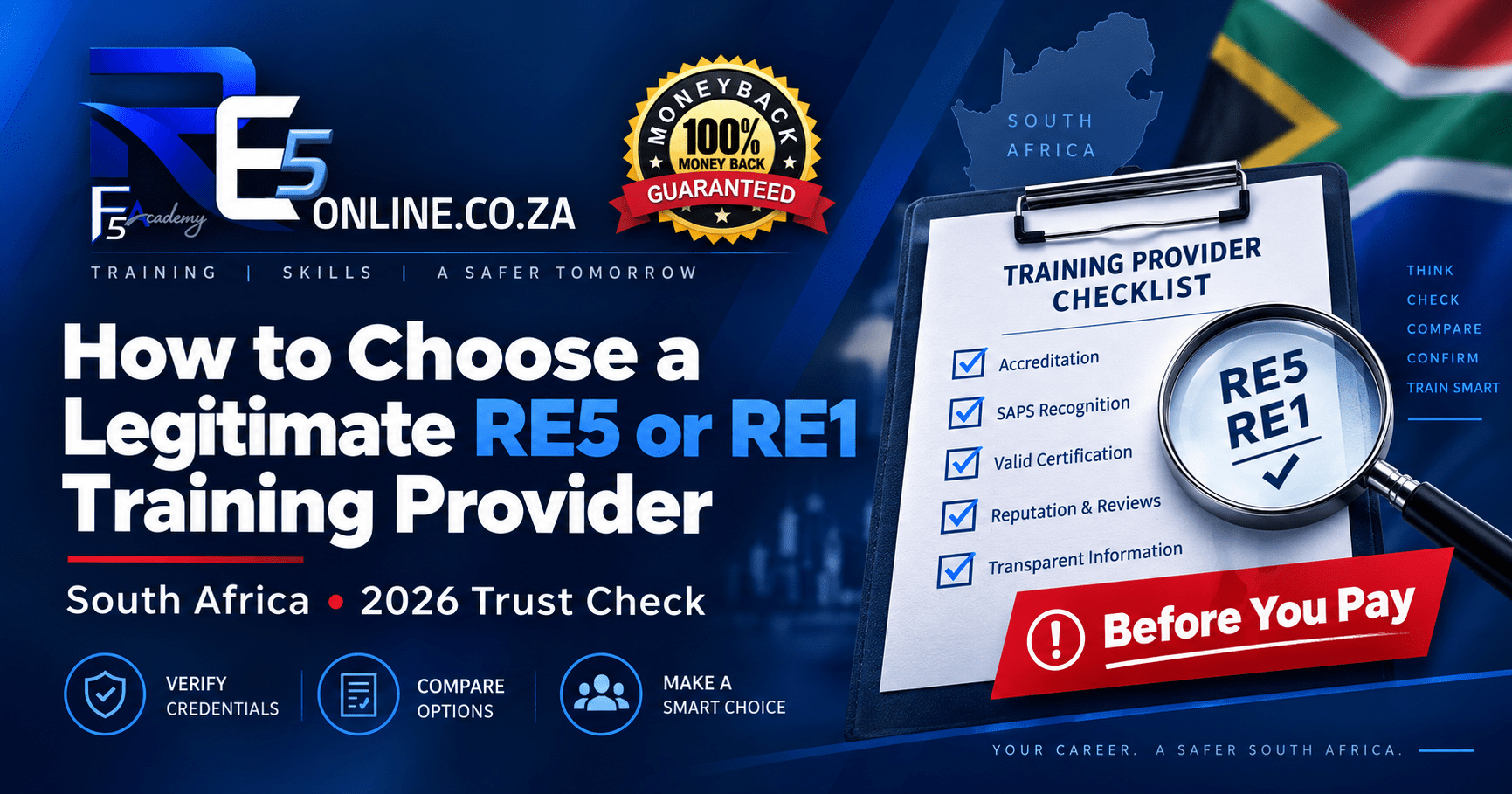 How to choose a legitimate RE5 or RE1 training provider in South Africa - 2026 provider trust check